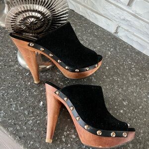 Steve Madden Daynty Studded Open Toe Suede Clog Sz 7